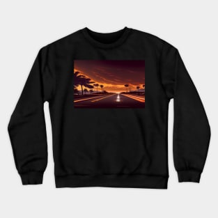 In To The Sunset On The Road To Fantasy Island / Abstract And Surreal Unwind Art Crewneck Sweatshirt